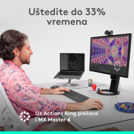 Miš LOGITECH MX Master 4, optički, bežični, BT, crni