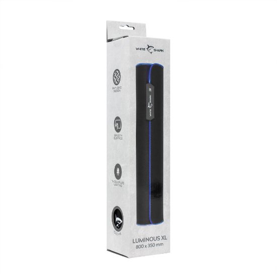 Podloga za miš WHITE SHARK Luminous XL MP-1861, 800x350x3, RGB, crna