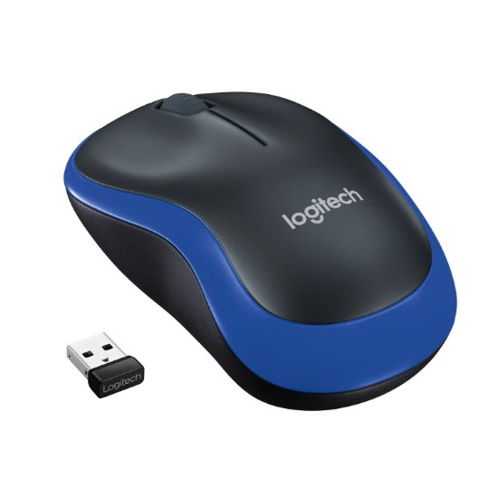 Miš LOGITECH M185, optički, bežični, 1000dpi, crno-plavi