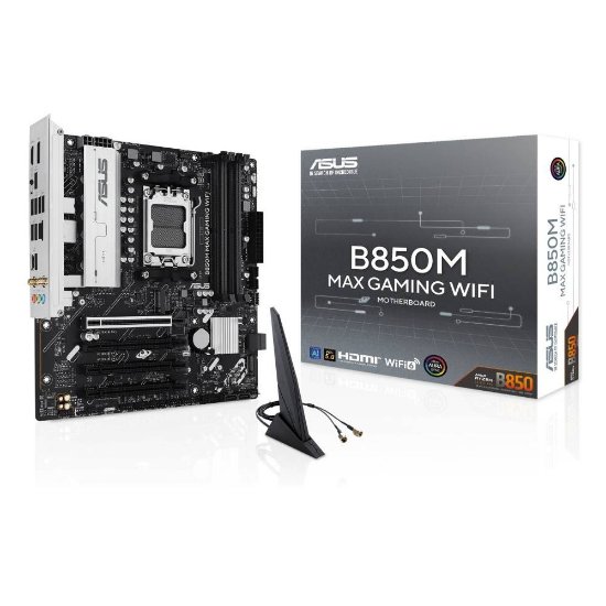Matična ploča ASUS B850M Max Gaming WiFi, AMD B850, DDR5, WiFi, mATX, s. AM5, crna