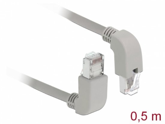 Kabel DELOCK, patch CAT6 S/FTP, sivi, kutni, 0,5m