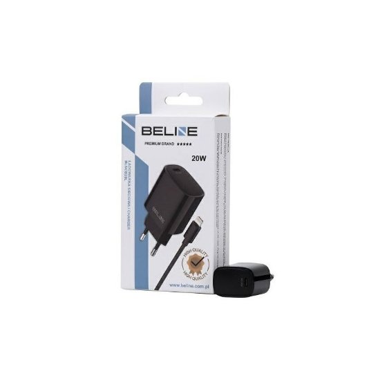 Kućni punjač BELINE BLNCB20L, 20W, PD3.0, USB-C, Lightning kabel, crni