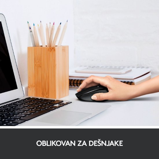 Miš LOGITECH M330 Silent Plus, optički, 1000dpi, bežični, crni, USB