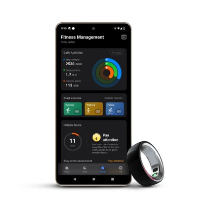 Pametni prsten HIFUTURE FutureRing S 57mm, praćenje aktivnosti, srebrno-crni