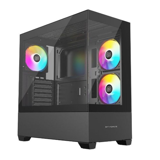 Kućište BIT FORCE SPARK ARGB-TG3, MIDI, ATX, crno, bez napajanja