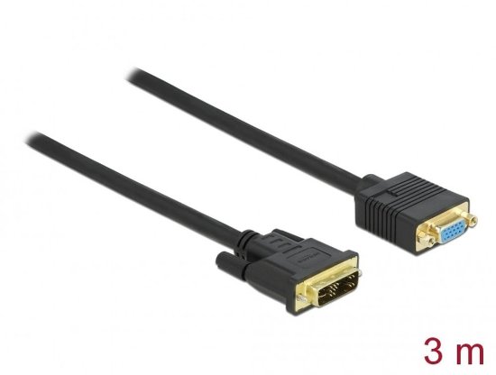 Kabel DELOCK, DVI 12+5 (M) na VGA (Ž), 3m
