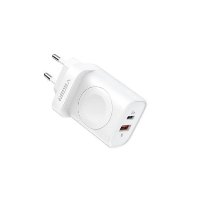 Kućni punjač VEGER W002E, 3u1, PD 20W, bežično punjenje za Apple Watch, bijeli