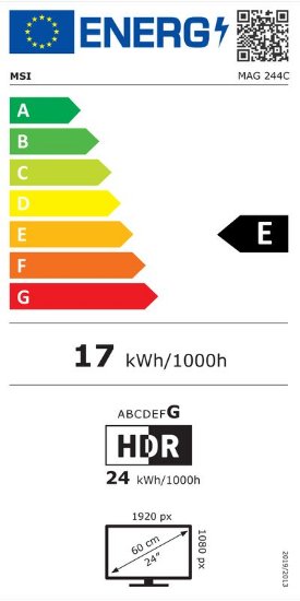 Gaming monitor 23.6" MSI MAG 244C, FHD, VA, 180Hz, 1ms, 250cd/m2, zakrivljeni, crni