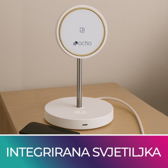 Kućni punjač OCTIO Volta Omnis, 4u1, 15W, za smartphone, AirPods, Apple Watch, svjetiljka, bežični, bijeli
