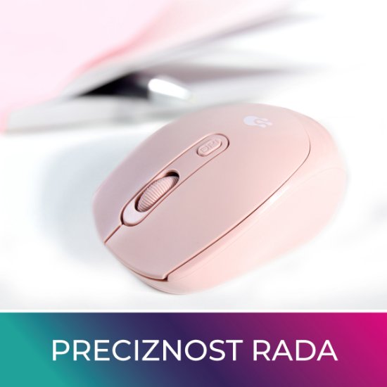 Miš OCTIO M302W, optički, bežični, 1600dpi, rozi