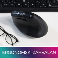 Miš OCTIO Ergo V100W, optički, bežični, BT,4000dpi, crni