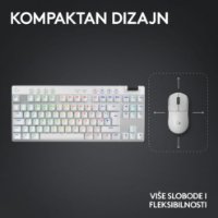 Tipkovnica LOGITECH G Pro X TKL LIGHTSPEED, mehanička, bežična, RGB, bijela