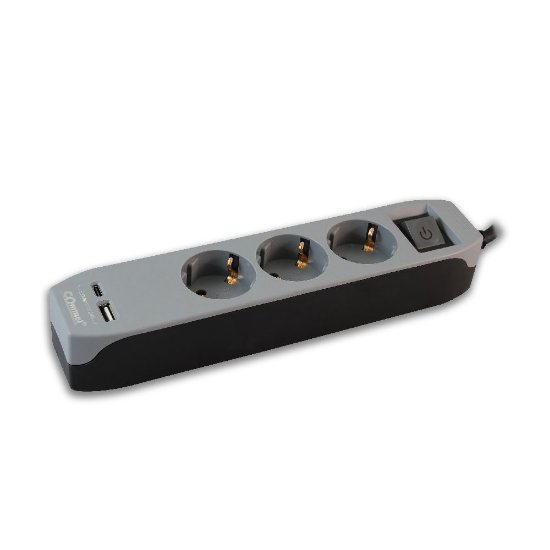 Naponska letva COMMEL, 3 utičnice, USB-A, USB-C, 3m, crna