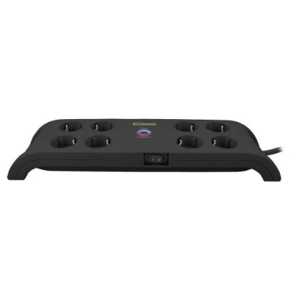 Prenaponska zaštita COMMEL, 8 utičnica, 2xUSB-A, 2m, crna