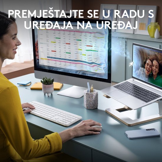 Tipkovnica + miš LOGITECH MK950 Signature Slim Combo, bežična, bijela, Bolt Receiver USB