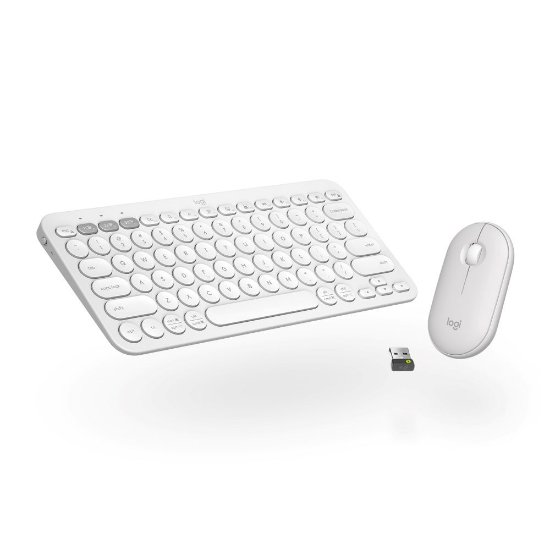 Tipkovnica + miš LOGITECH Pebble 2 Combo, bežična, bijela