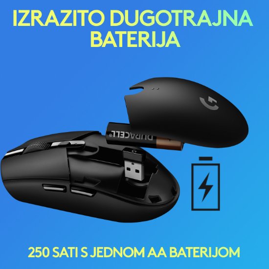 Miš LOGITECH Gaming G305 Lightspeed, bežični, optički, 12000dpi, plavi, USB