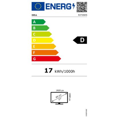 Monitor 27" DELL E2726HS, FHD, IPS, 100Hz, 5ms, 300cd/m2, crni