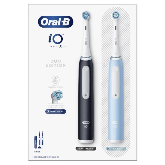 Električna četkica za zube ORAL-B iO3, duopack crno-plava