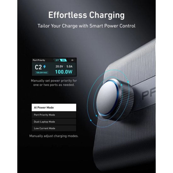 Kućni punjač ANKER Prime GaN, stolni, 4x USB-C, 2x USB-A, LCD zaslon, 250W