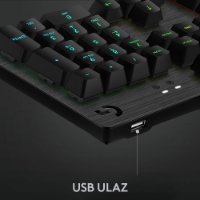 Tipkovnica LOGITECH Gaming G513 Carbon, RGB, mehanička, GX Brown Tactile, US layout, crna