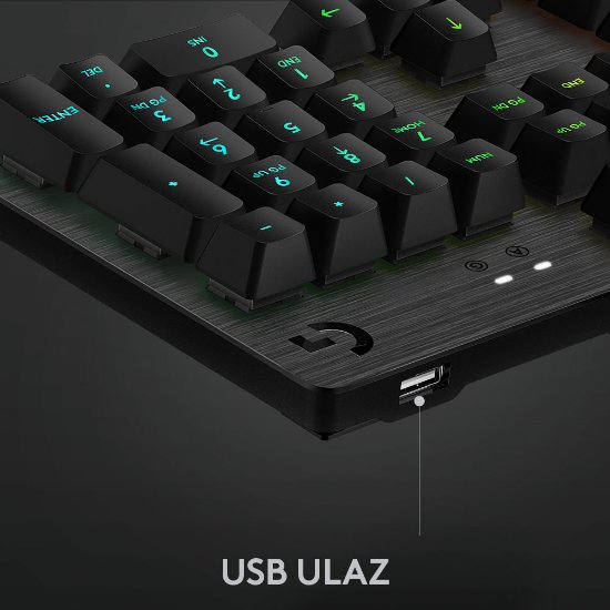 Tipkovnica LOGITECH Gaming G513 Carbon, RGB, mehanička, GX Brown Tactile, US layout, crna