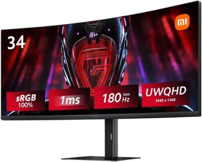 Gaming monitor 34" Xiaomi G34WQi 2026, WQHD, 180Hz, 1ms, FreeSync, crni