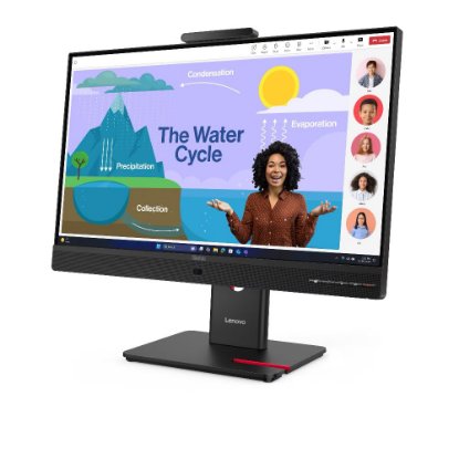 Monitor 24" LENOVO ThinkVision T24D-4v, 64B7UAT1EU, FHD, IPS, 250cd/m2, 4ms, 120Hz, DisplayPort, HDMI, USB-C, kamera, zvučnici, crni