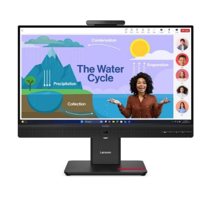 Monitor 24" LENOVO ThinkVision T24D-4v, 64B7UAT1EU, FHD, IPS, 250cd/m2, 4ms, 120Hz, DisplayPort, HDMI, USB-C, kamera, zvučnici, crni