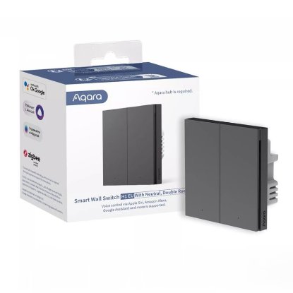Pametni dupli zidni prekidač AQARA Smart Wall Switch H1, s neutralnim vodom, sivi