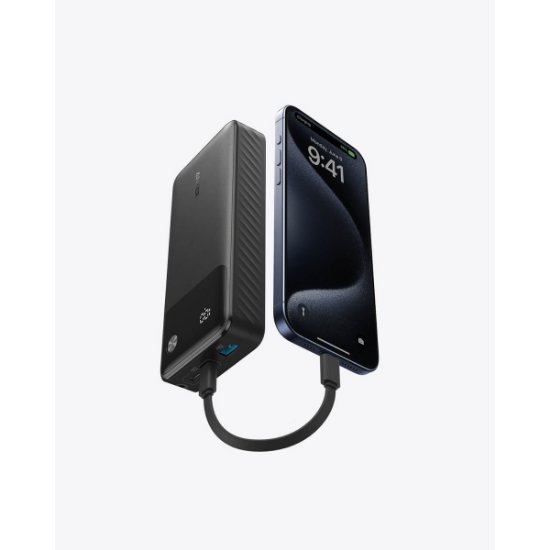 Mobilni USB punjač ANKER Powerbank 20000mAh, 30W, USB-C kabel, crni