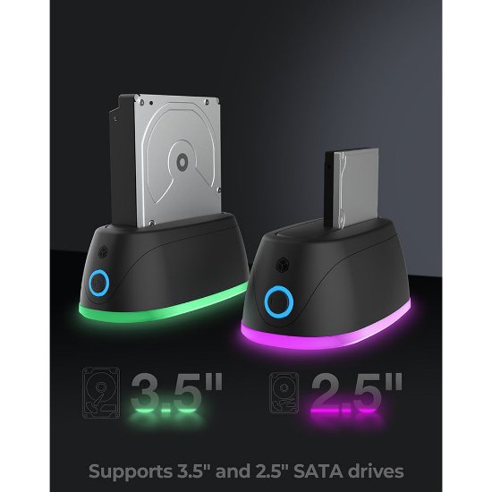Docking station ICY BOX IB-1124L-C3, USB-A/C 3.0, 2.5"/3.5" HDD, RGB