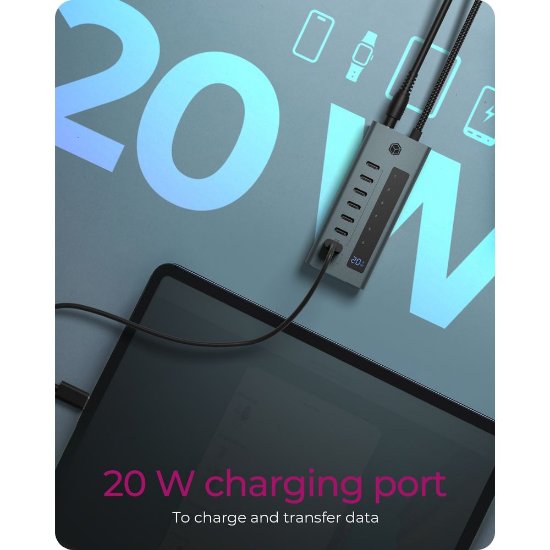 USB HUB ICY BOX IB-HUB1457-C31, USB-C na 7x USB-C 3.2 Gen 2