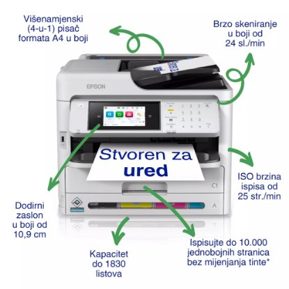 Multifunkcijski printer EPSON WorkForce Pro WF-C5890DWF, print/scan/copy/fax, 4800 dpi, USB, G-LAN, WiFi