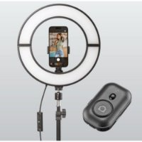 Selfie tripod CELLULARLINE Selfie Ring, Foldy, Bluetooth, 12" LED, crni