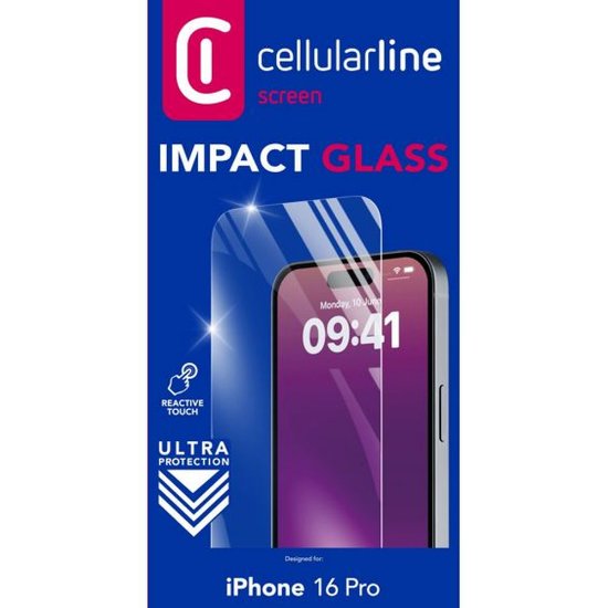 Zaštitno staklo CELLULARLINE, za iPhone 16 Pro/17/17 Pro