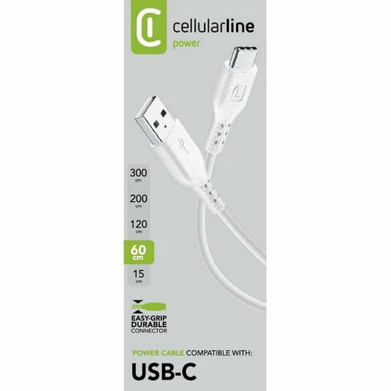 Kabel CELLULARLINE, USB-A (M) na USB-C (M), 0.6m, bijeli