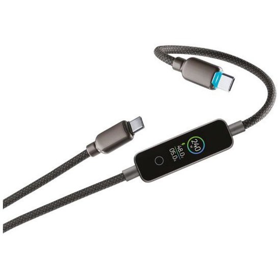 Kabel CELLULARLINE, GAN+, 240W, PowerView IQ, USB-C na USB- C, 120 cm, crni