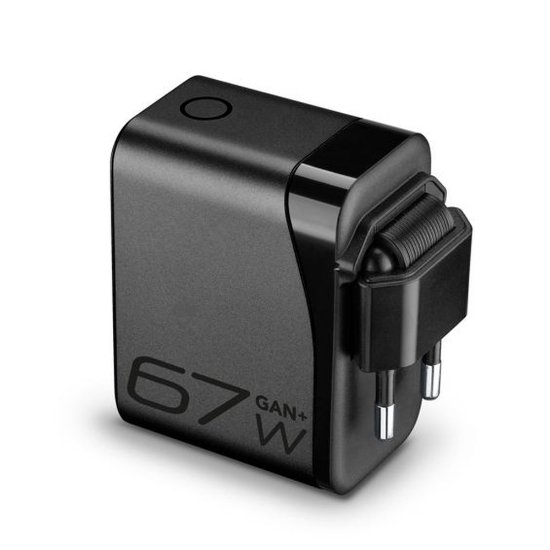 Kućni punjač CELLULARLINE, GAN+, 67W, Powerview IQ, 2x UCB-C, USB-A, crni + USB-C kabel