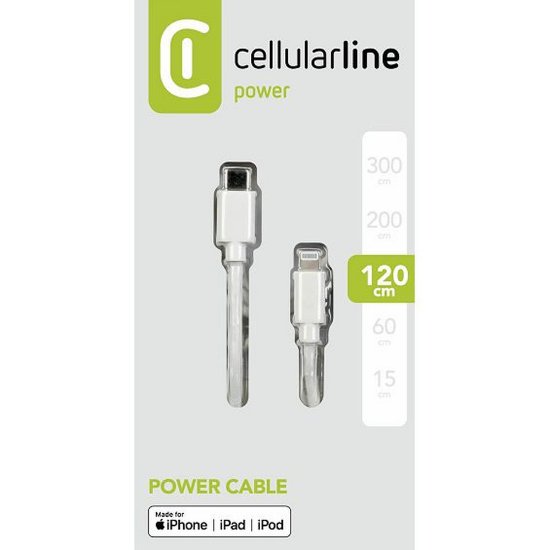 Kabel CELLULARLINE, USB-C (M) na Lightning (M), MFI, 1.2m, bijeli