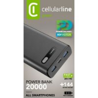 Mobilni USB punjač CELLULARLINE, Fast PD,20000 mAh, crni