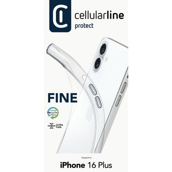Futrola CELLULARLINE, Fine, za iPhone 16 Plus, prozirna