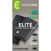 Mobilni USB punjač CELLULARLINE, Elite, 20000mAh, crni