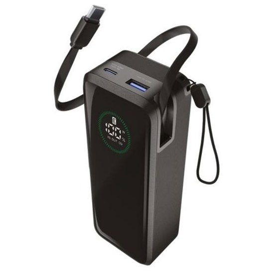 Mobilni USB punjač CELLULARLINE Power Bank Roller, 65W, 20.000 mAh, crni