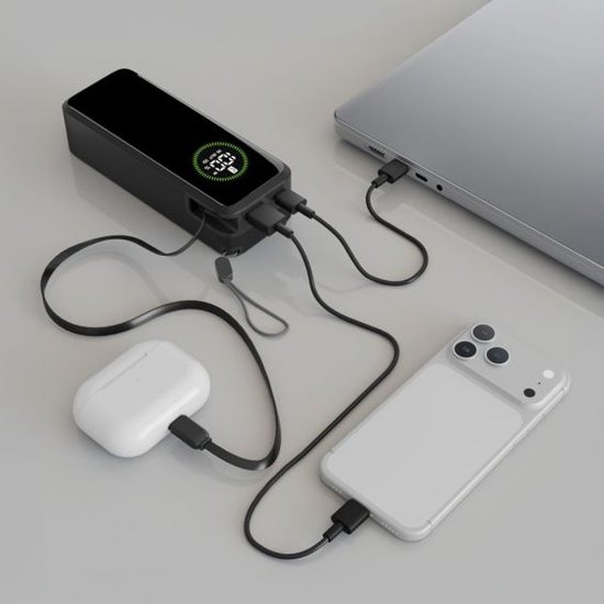Mobilni USB punjač CELLULARLINE Power Bank Roller, 65W, 20.000 mAh, crni