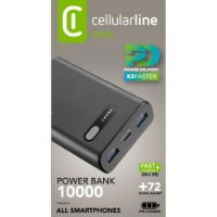 Mobilni USB punjač CELLULARLINE, Fast PD,10000 mAh, crni