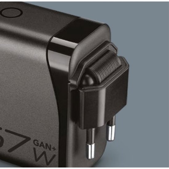 Kućni punjač CELLULARLINE, GAN+, 67W, Powerview IQ, 2x UCB-C, USB-A, crni + USB-C kabel