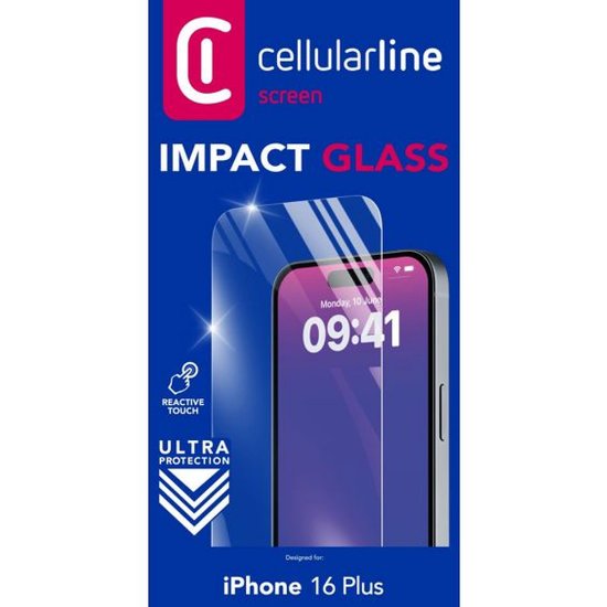 Zaštitno staklo CELLULARLINE, za iPhone 16 Plus