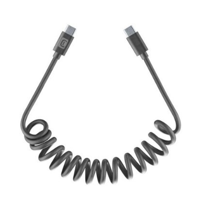 Kabel CELLULARLINE, USB-C na USB-C, Spiralni, 1.2m, crni