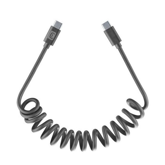 Kabel CELLULARLINE, USB-C na USB-C, Spiralni, 1.2m, crni